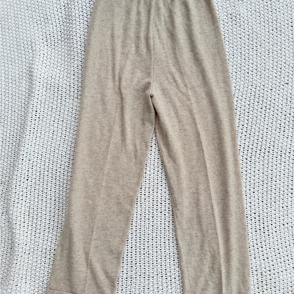 100% Cashmere Tan Straight Leg Women's Knit Pants Size M - Picture 5 of 5